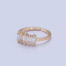 Load image into Gallery viewer, Adjustable Gold Baguette Stone Ring