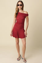 Load image into Gallery viewer, One Shoulder Polka Dot Mini Dress