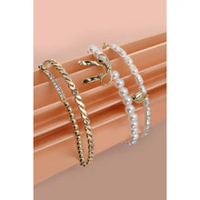 Load image into Gallery viewer, Bow Pearl Bangle Set