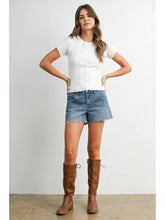 Load image into Gallery viewer, Ribbed Short Sleeve Buttoned Top