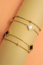 Load image into Gallery viewer, White & Gold Layered Clover Bracelet