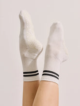 Load image into Gallery viewer, Crew Non Slip Grip Socks - Sporty Stripe Ivory
