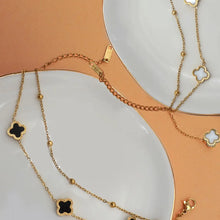 Load image into Gallery viewer, Black & Gold Layered Clover Bracelet