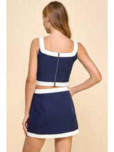 Load image into Gallery viewer, Navy Contrast Cropped Tank