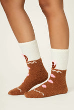 Load image into Gallery viewer, Ski Jammie Classics Gingerbread Gal Crew Socks with Grippers