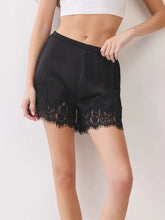 Load image into Gallery viewer, Lace Trim Satin Shorts