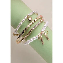 Load image into Gallery viewer, Bow Pearl Bangle Set