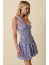 Load image into Gallery viewer, Gingham V-Neck Tiered Mini Dress