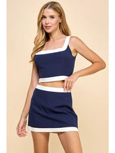 Load image into Gallery viewer, Navy Contrast Cropped Tank