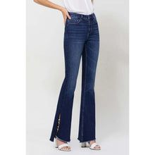 Load image into Gallery viewer, High Rise Slit Raw Hem Flare Jeans