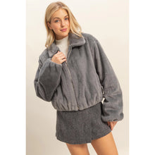 Load image into Gallery viewer, Faux Fur Zip Up Jacket with Plush Collar