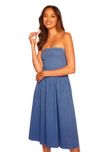 Load image into Gallery viewer, stretch denim tube gathered flare dress
