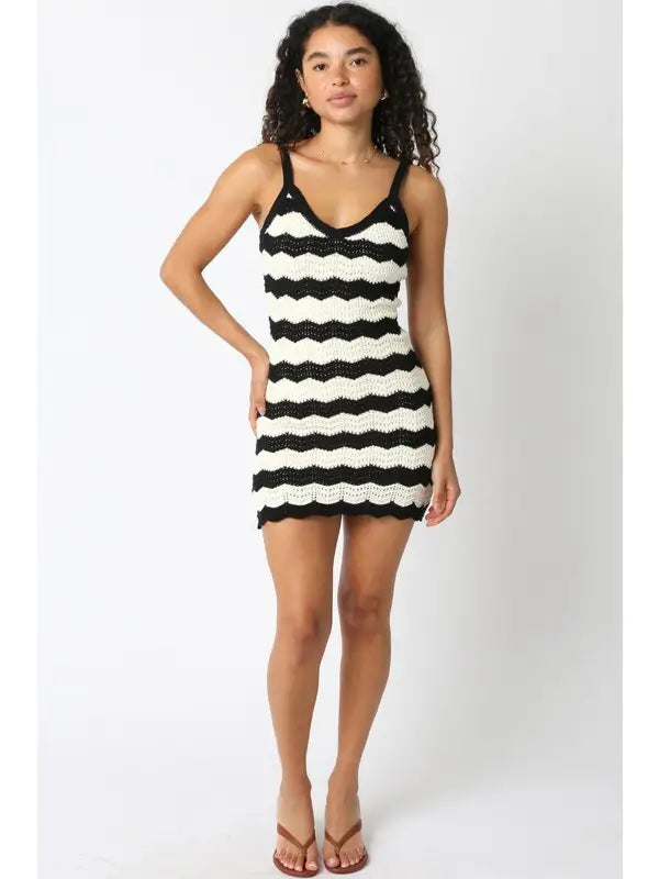 Stripe Crochet Mini Dress