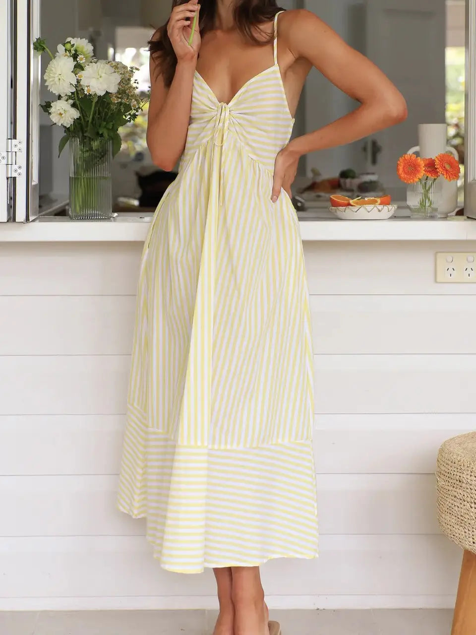 Yellow Striped Maxi Dress