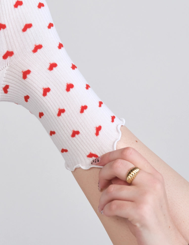 Everyday Ruffle Heart Sock
