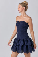 Load image into Gallery viewer, Navy Smocked Ruffle Dress
