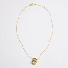 Load image into Gallery viewer, Mixed Metal Interlocking Rings Pendant Necklace
