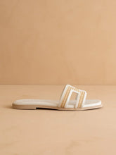 Load image into Gallery viewer, White H Raffia Slide
