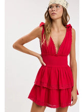 Load image into Gallery viewer, Tie Strap Layered Lace Mini Dress
