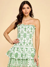 Load image into Gallery viewer, Green Embroidered Smocked Ruffle Dress

