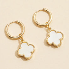 Load image into Gallery viewer, White Clover Hoop Earrings
