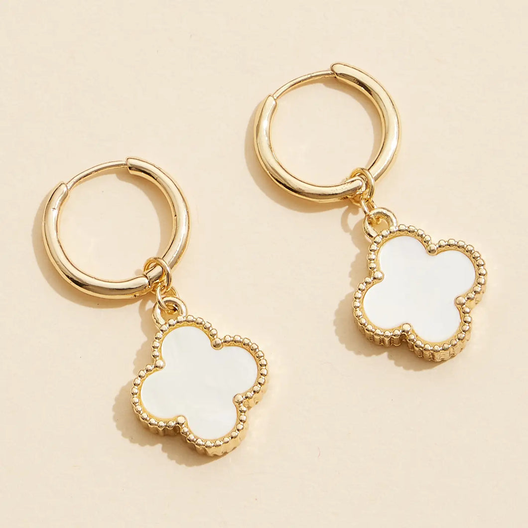 White Clover Hoop Earrings
