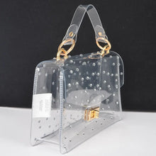 Load image into Gallery viewer, Rhinestone Clear Purse Gold Detailing
