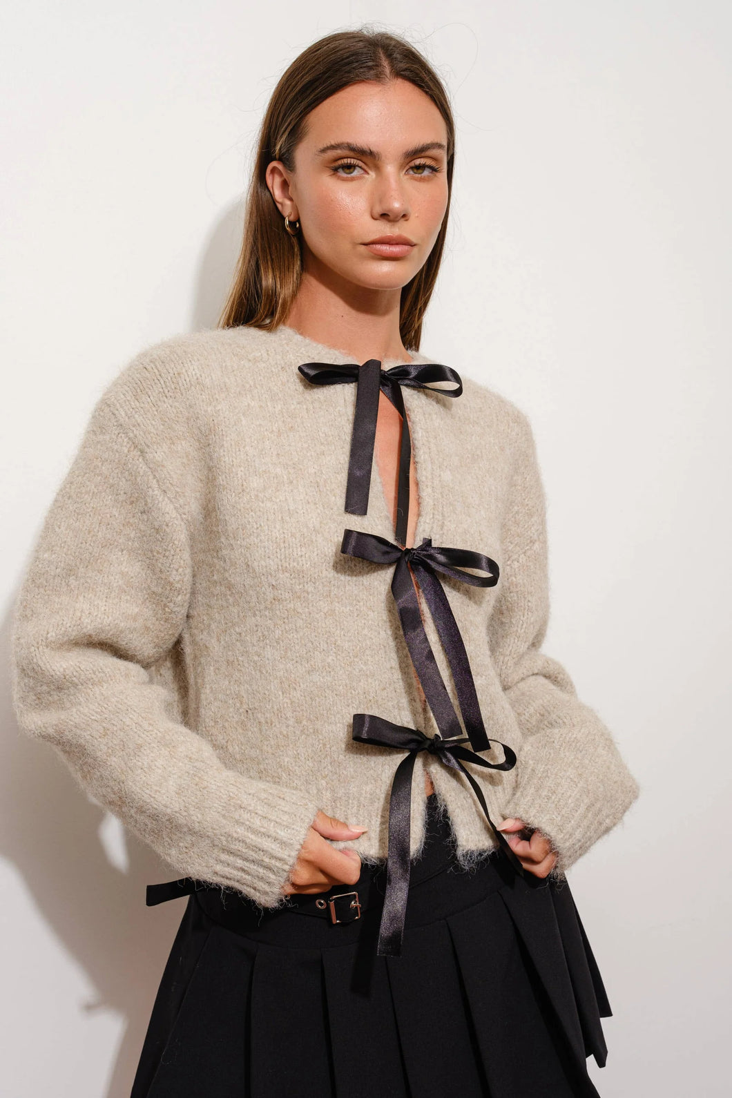 *Pre Order* Satin Bow Cardigan