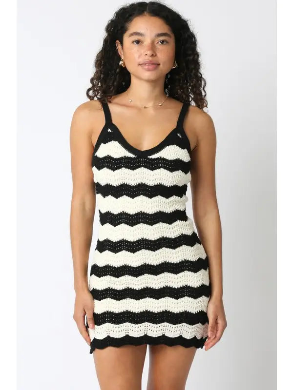 Stripe Crochet Mini Dress
