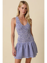 Load image into Gallery viewer, Gingham V-Neck Tiered Mini Dress
