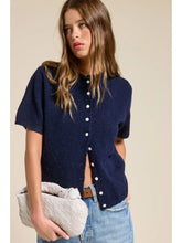 Load image into Gallery viewer, Short Sleeve Button Down Cardigan Top
