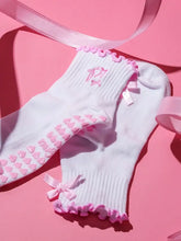 Load image into Gallery viewer, Pink Bow Coquette Grip Sock
