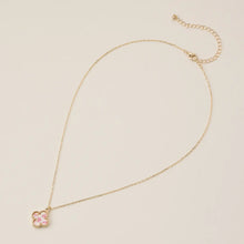 Load image into Gallery viewer, Pink Floral Clover Necklace
