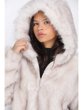 Load image into Gallery viewer, Faux Fur Zip Front Hooded Bomber

