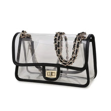 Load image into Gallery viewer, Black Lined Clear Flap Purse
