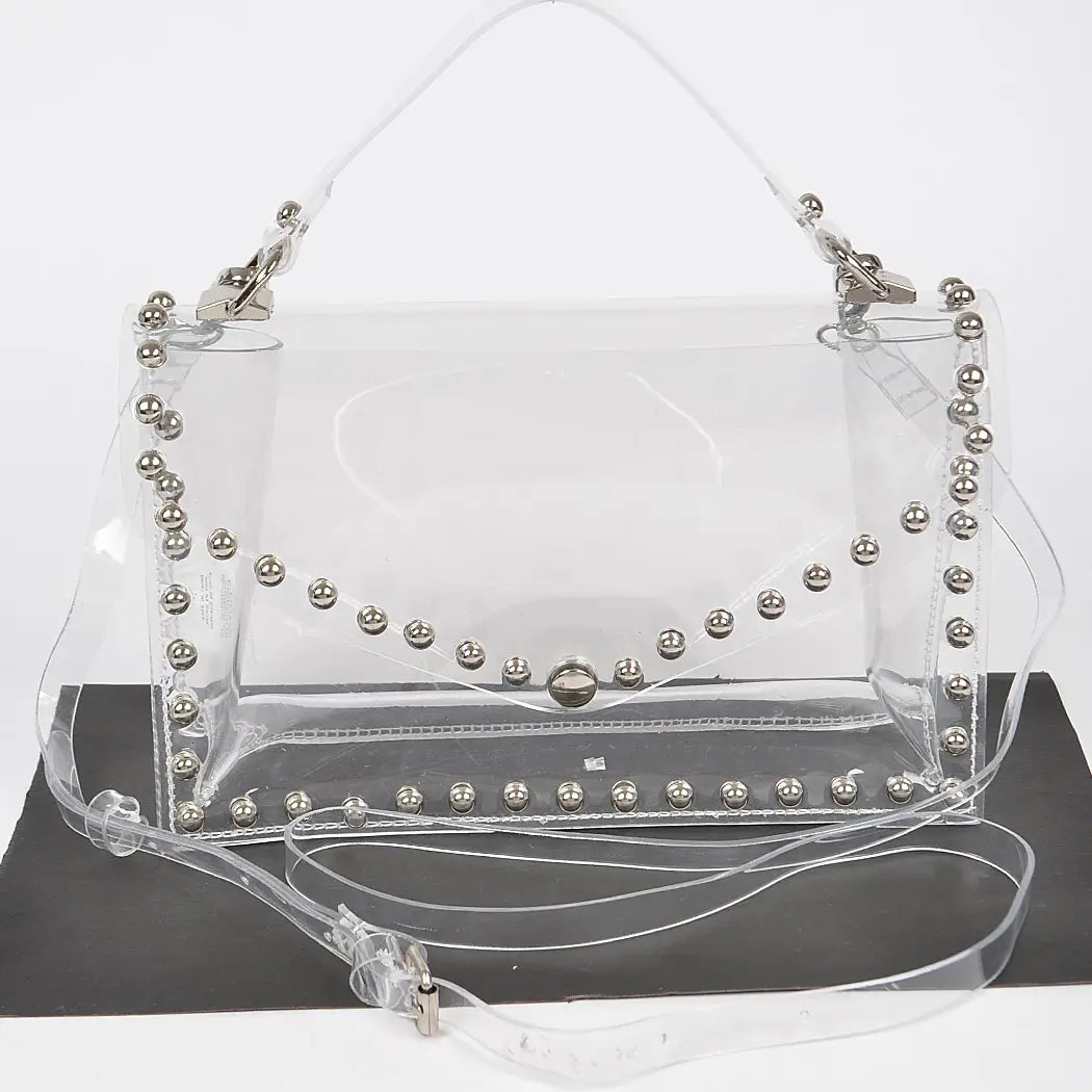 Clear Studded Purse Silver Detailing