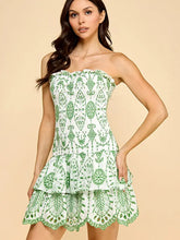 Load image into Gallery viewer, Green Embroidered Smocked Ruffle Dress
