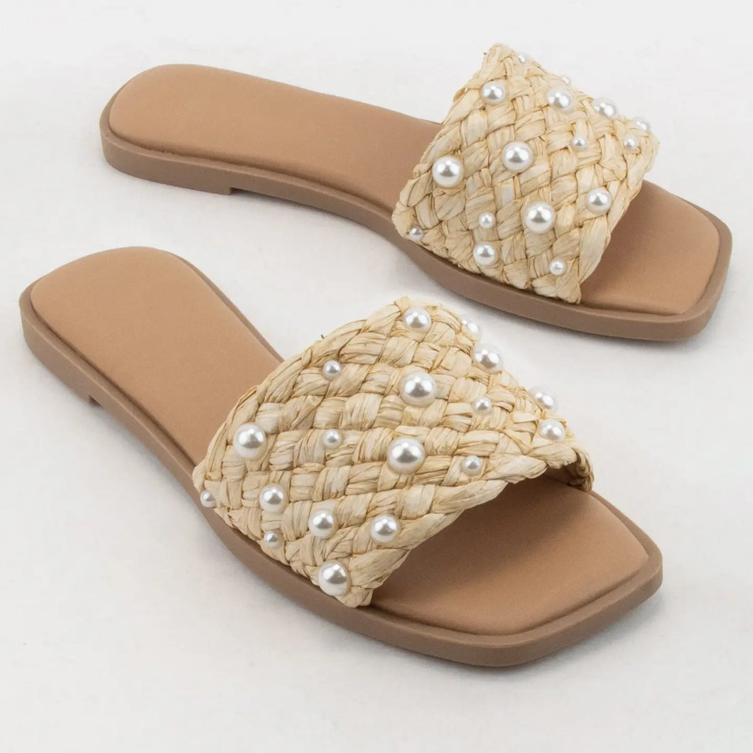 Raffia Pearl Sandal