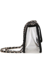 Load image into Gallery viewer, Black Lined Clear Flap Purse

