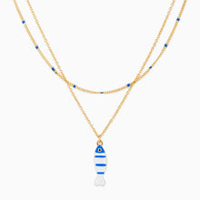 Load image into Gallery viewer, Layered Sea Life Marine Blue Fish Charm Necklace
