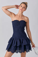 Load image into Gallery viewer, Navy Smocked Ruffle Dress

