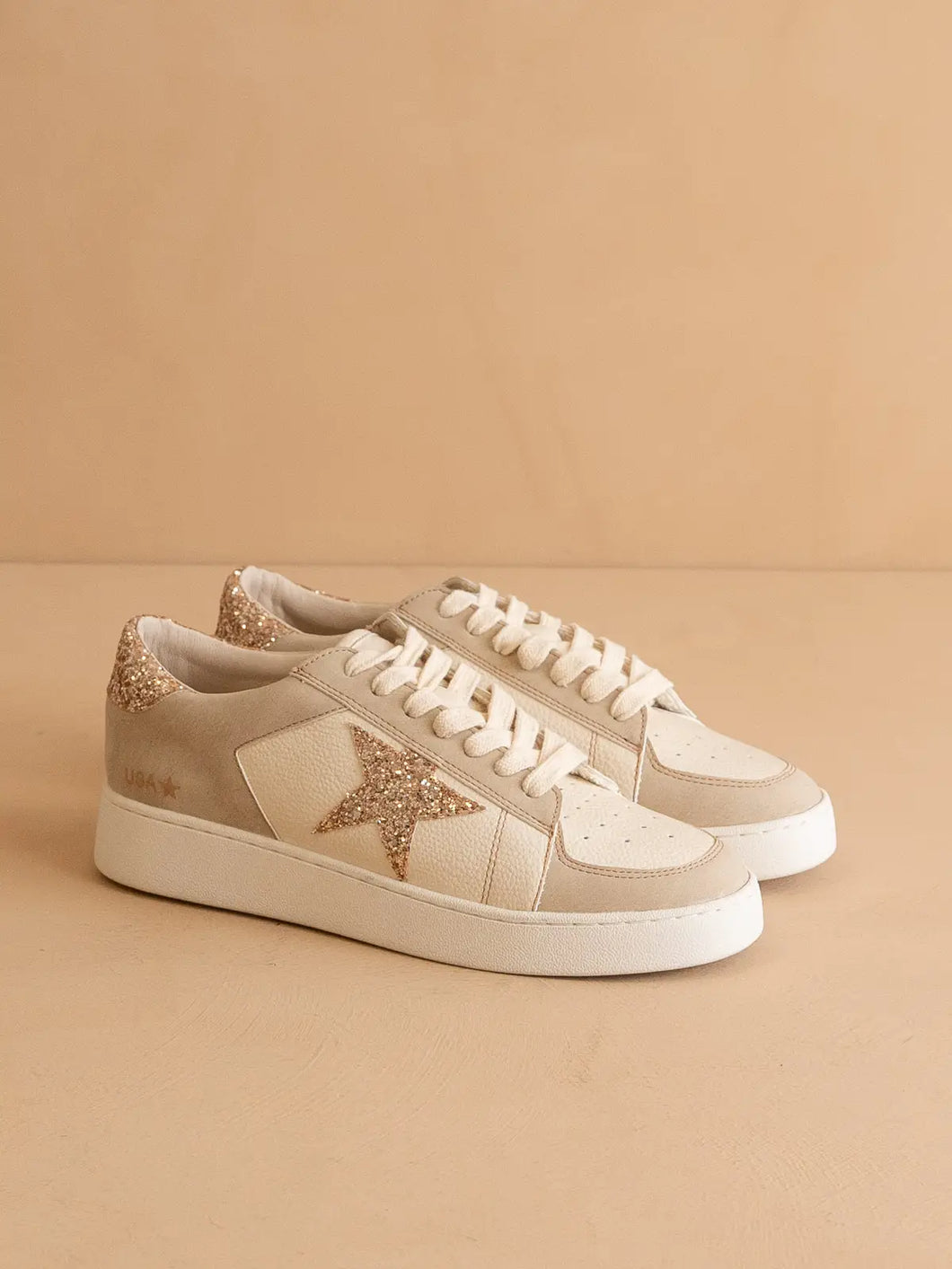 Glitter Star Sneaker Gold & Beige