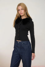 Load image into Gallery viewer, Faux Fur Collar Sweater Cardigan
