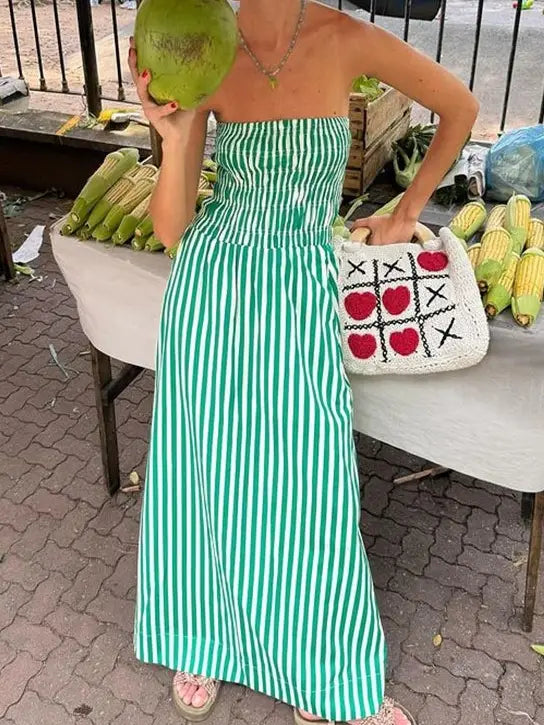 Green Striped Maxi Dress