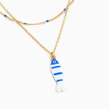 Load image into Gallery viewer, Layered Sea Life Marine Blue Fish Charm Necklace
