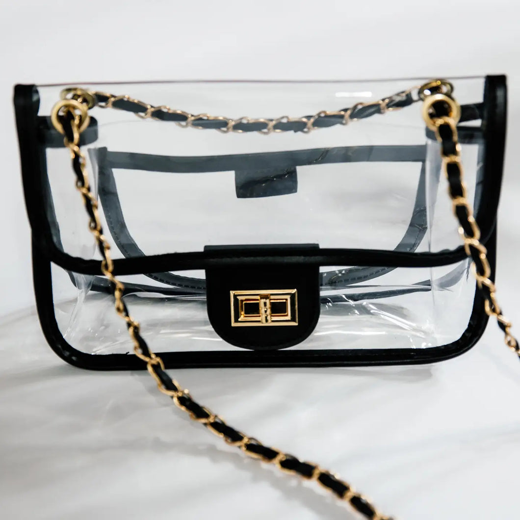 Black Lined Clear Purse