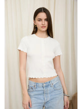 Load image into Gallery viewer, Scalloped Short Sleeve Button Down Knit Cardigan
