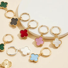 Load image into Gallery viewer, Pink Clover Hoop Earrings
