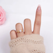 Load image into Gallery viewer, Gold Shell Pearl Solitaire Wrap Open Ring
