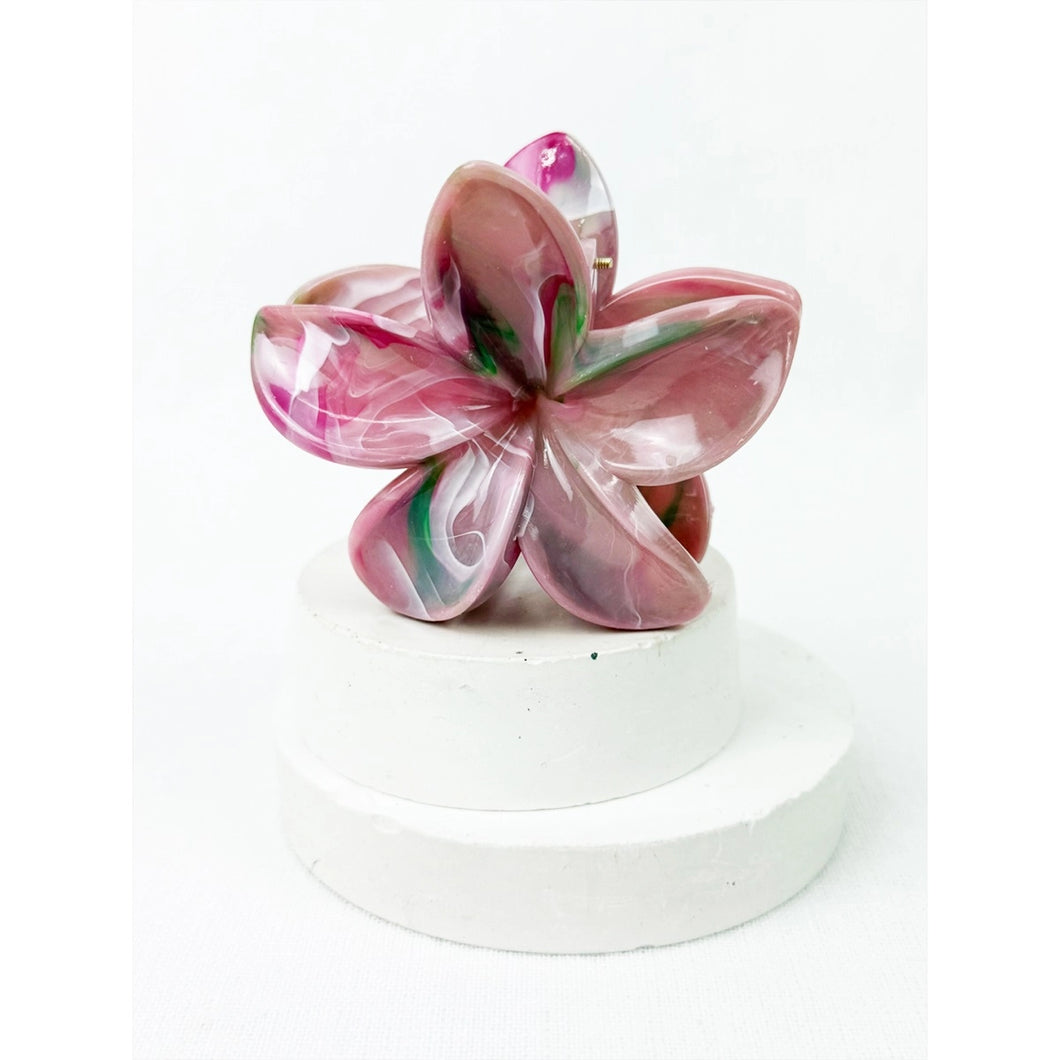 Dark Pink Glossy Hawaiian Plumeria Flower Hair Clip